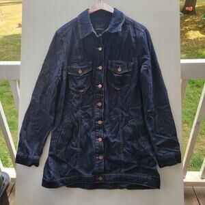 Liverpool Denim Jacket Women M, 8-10 Jean Shirt Dress Indigo Long Sleeve Pockets